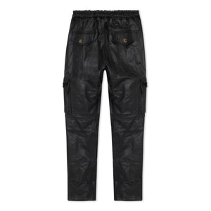 LEATHER CARGO JOGGERS (BLACK)