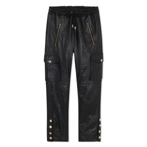 LEATHER CARGO JOGGERS (BLACK)